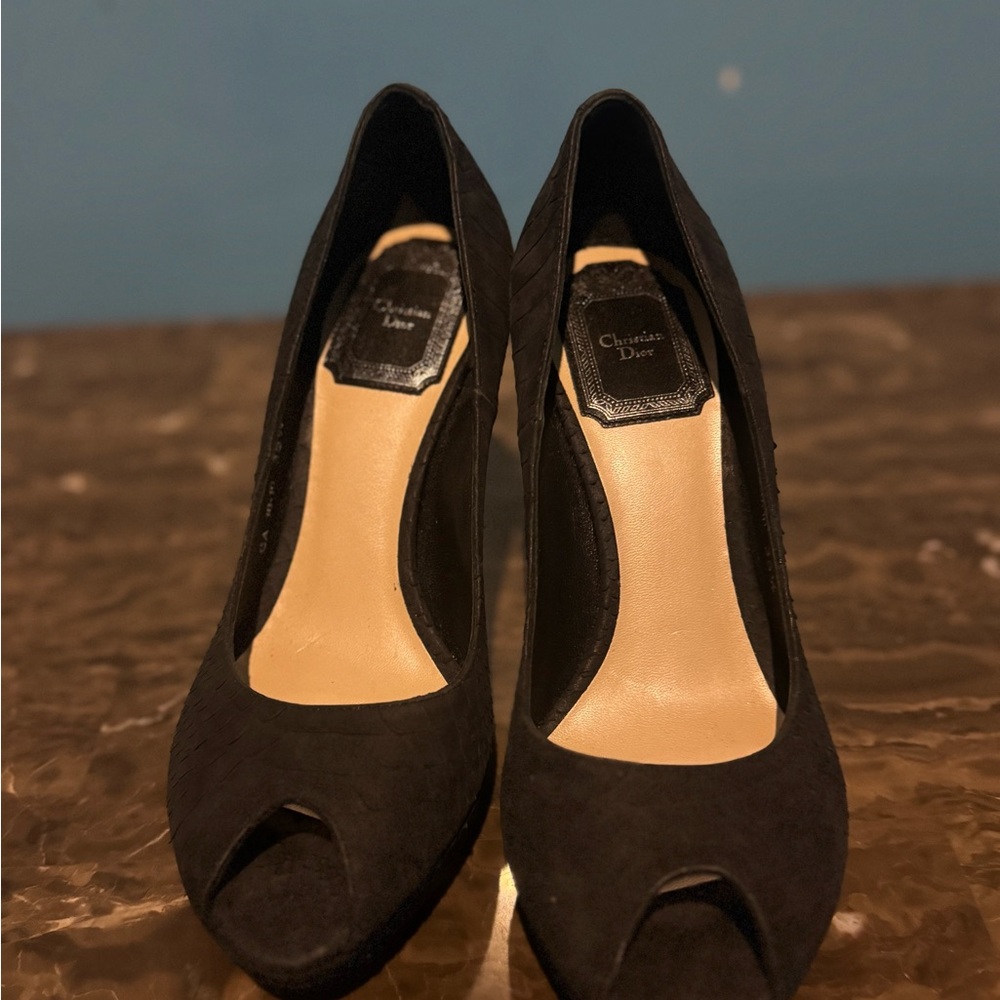 Dior Black Peep-Toe Heels